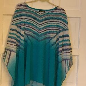 Catherines Teal and Purple Women's Scarf Top 1X